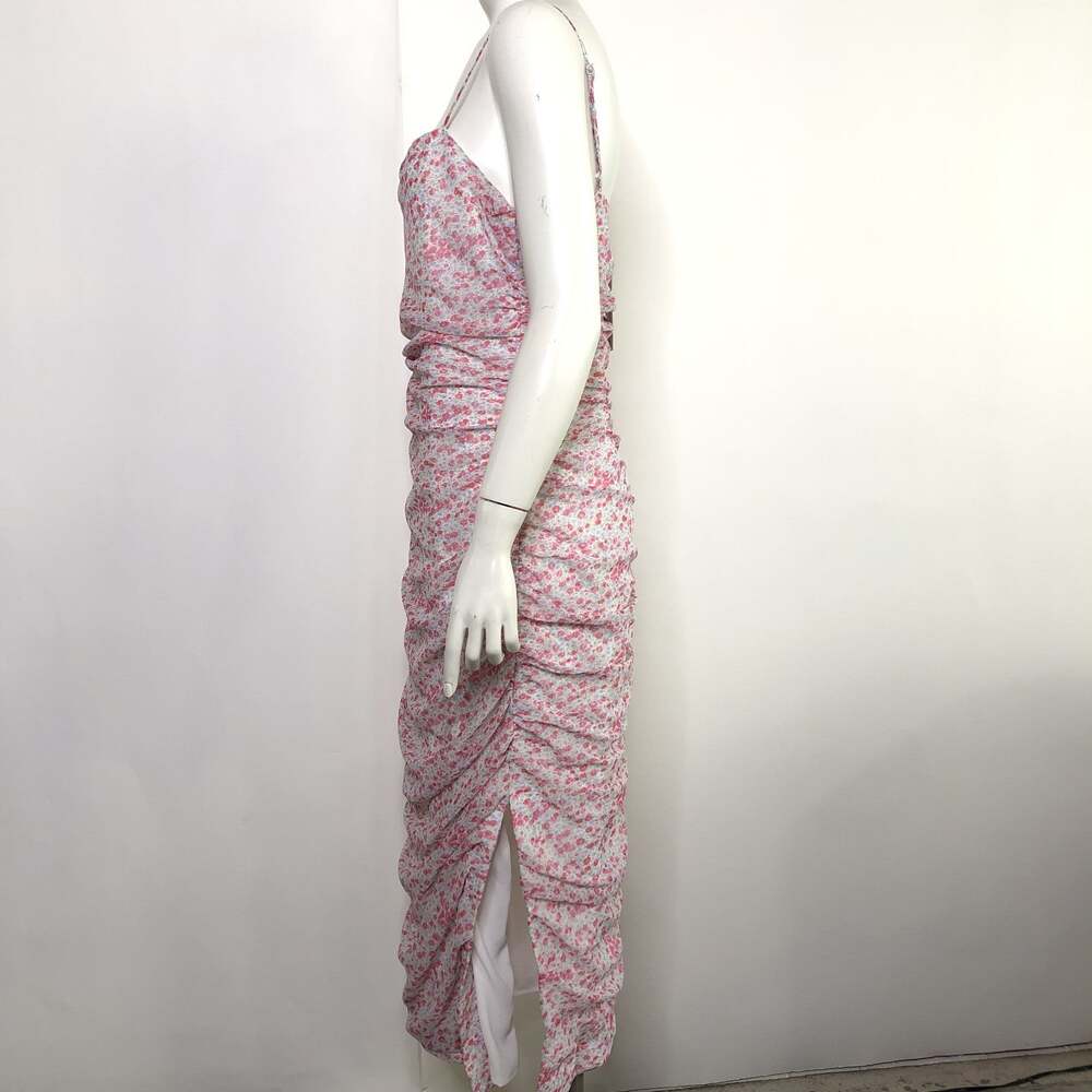 Bardot Revolve NEW Large Floral Print Ditzy Women's Midi Fitted Dress Pink - Picture 4 of 16